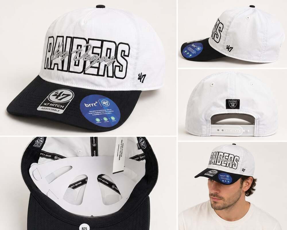 47 Brand Las Vegas Raiders Lineman '47 Hitch Relaxed Fit Snapback Hat White